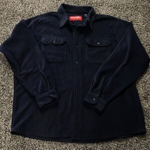 Wrangler Authentics Men's Dark Blue Heavyweight Fleece Shirt (XL)